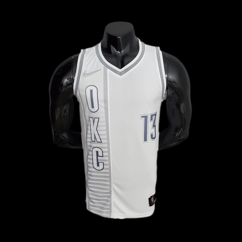 75th Anniversary 2202 Season Oklahoma City Thunder GEORGE#13 City Edition White