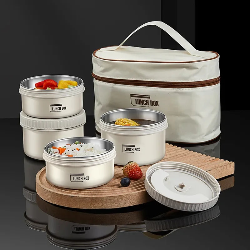 Portable Lunch Box Stainless Steel Stackable Bento 