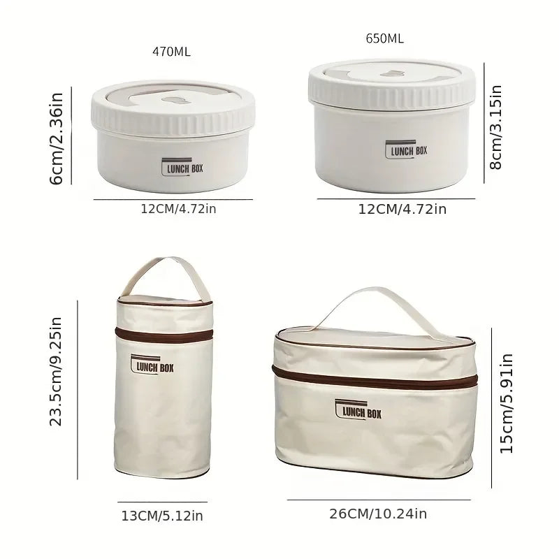 Portable Lunch Box Stainless Steel Stackable Bento 